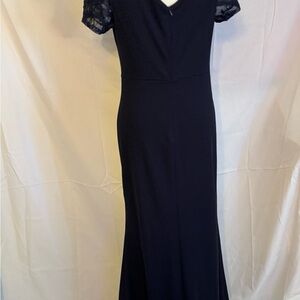 Ever Pretty Blue V-Neck Short Sleeve Gown